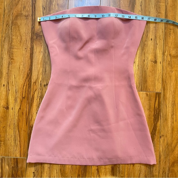 Upcycled Strapless Pink Muave Mini Dress with Dior Ribbon Lace-up Size XS - Picture 14 of 16